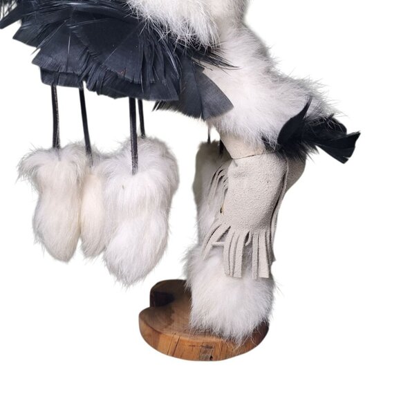 Kachina Doll Eagle Julie Loley 402706 Fur Wood Navajo Dineh Turquoise 12 Inch - Picture 4 of 16